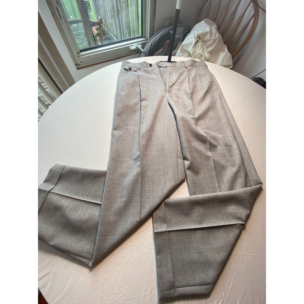 J.Crew Mens Vitale Barberis Canonico Italian Wool Pleated Pants 34x30 Grey